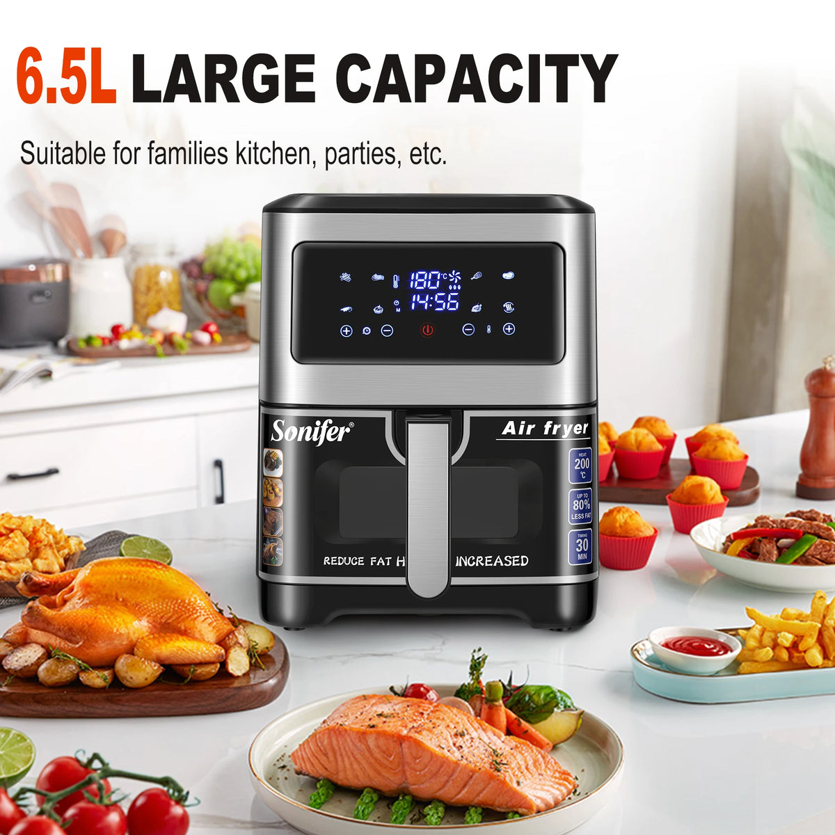 Sonifer 6.5L Digital Air Fryer 1450W – Non-Stick LCD Display Digital Air Fryer SPOT