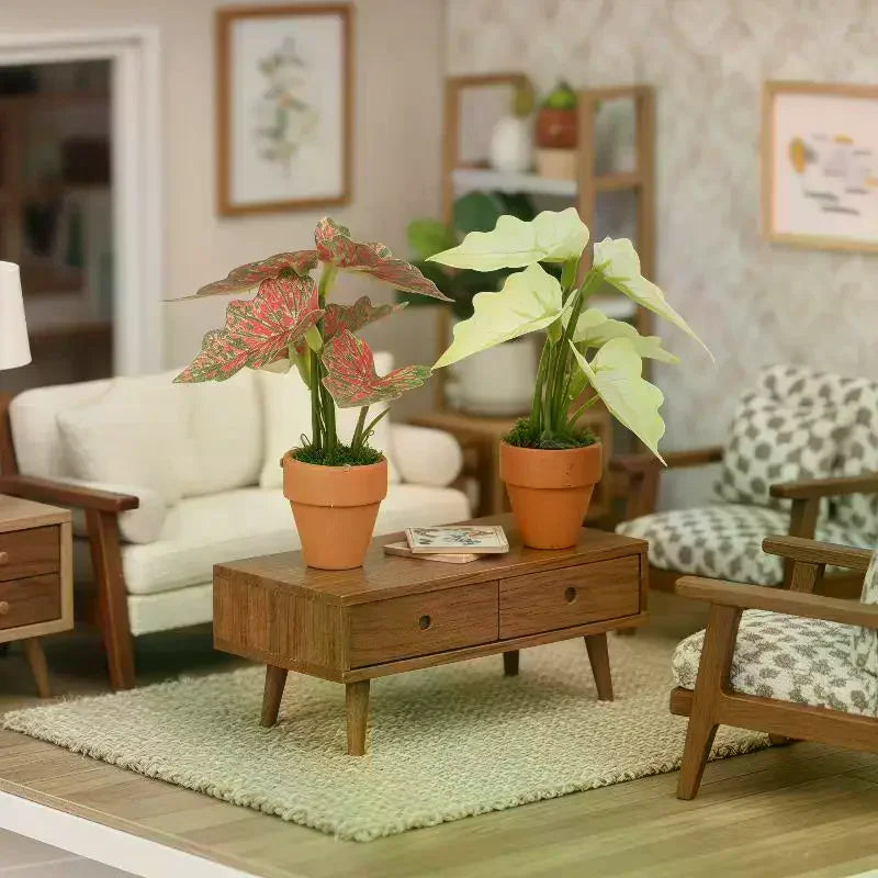Miniature Taro Potted Plant – 1:12 Dollhouse Ornament Decor Miniature Plant Ornament SPOT