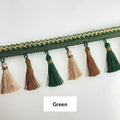 European Lace Curtain Tassels – Decorative Trim, Multi-Color Decorative Tassel Trim SPOT Green 1m