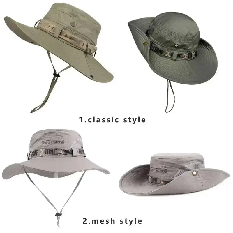 Men's Wide Brim Mesh Bucket Hat – Safari Fishing Outdoor Cap Outdoor Bucket Hat SPOT
