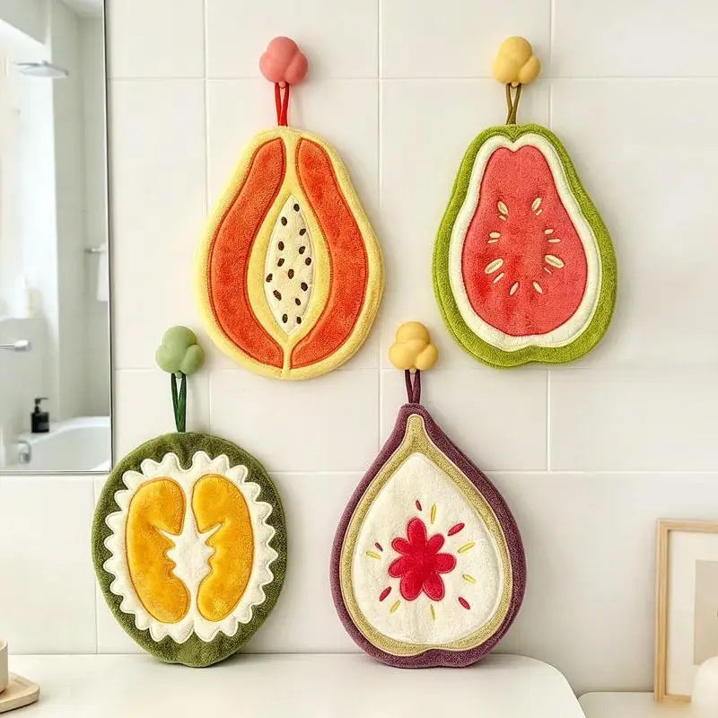 Hanging Absorbent Hand Towel – Fruit Design Coral Fleece Hanging Hand Towel SPOT