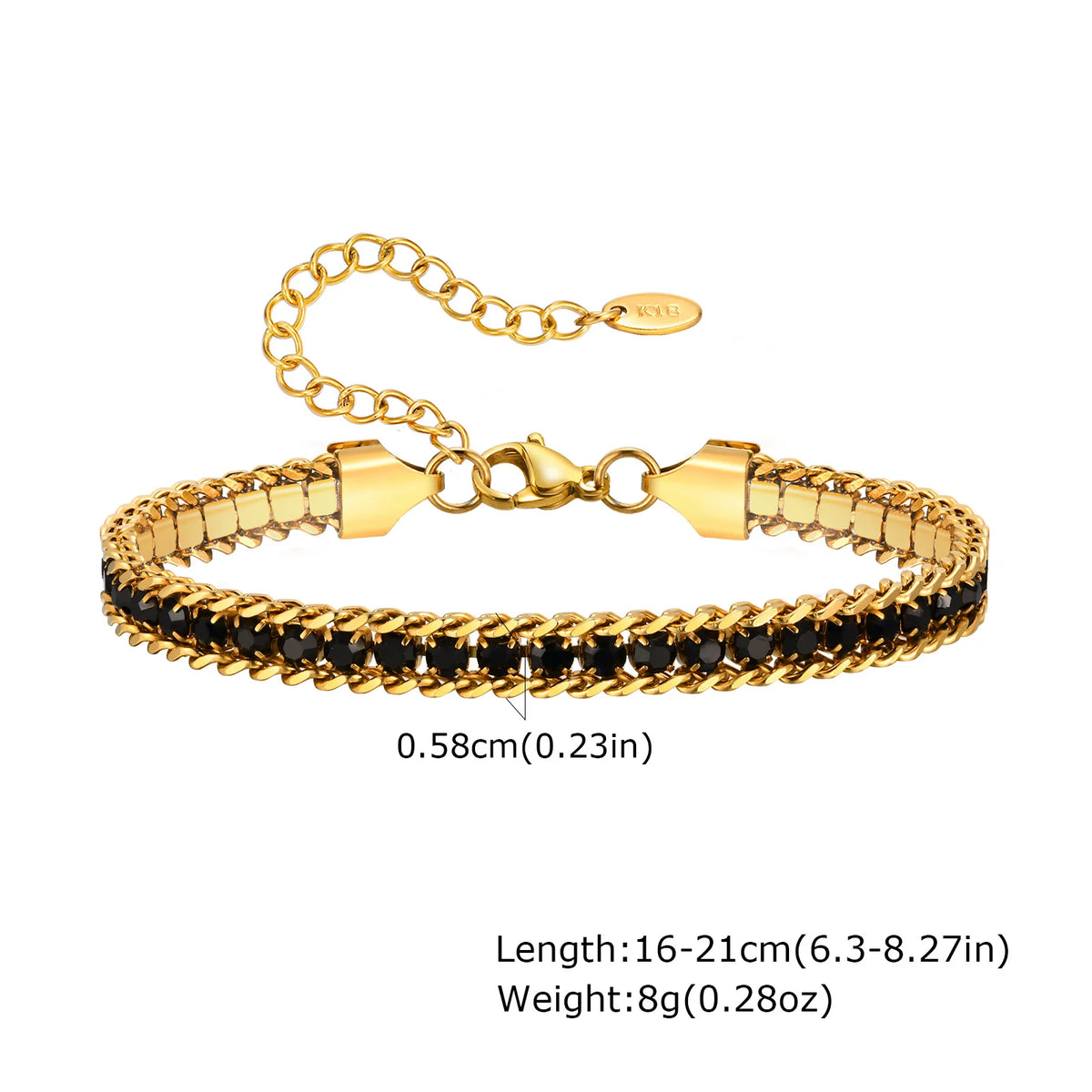 Women's CZ Tennis Bracelet – Gold Stainless Steel Adjustable CZ Tennis Bracelet SPOT BR-1534GB