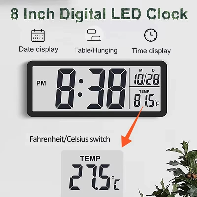 Digital LCD Wall Clock – Alarm, Temperature & Humidity Display Digital Wall Clock SPOT