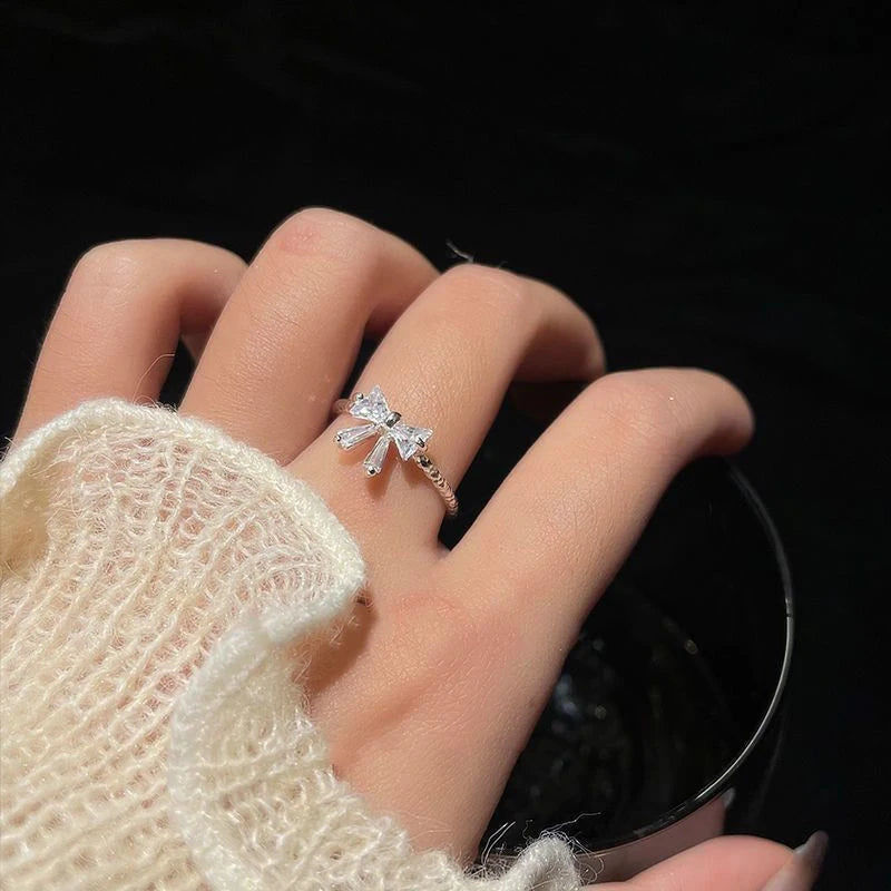 White Bow Ring for Women – Adjustable Bowknot Ring Fashion Ring SPOT