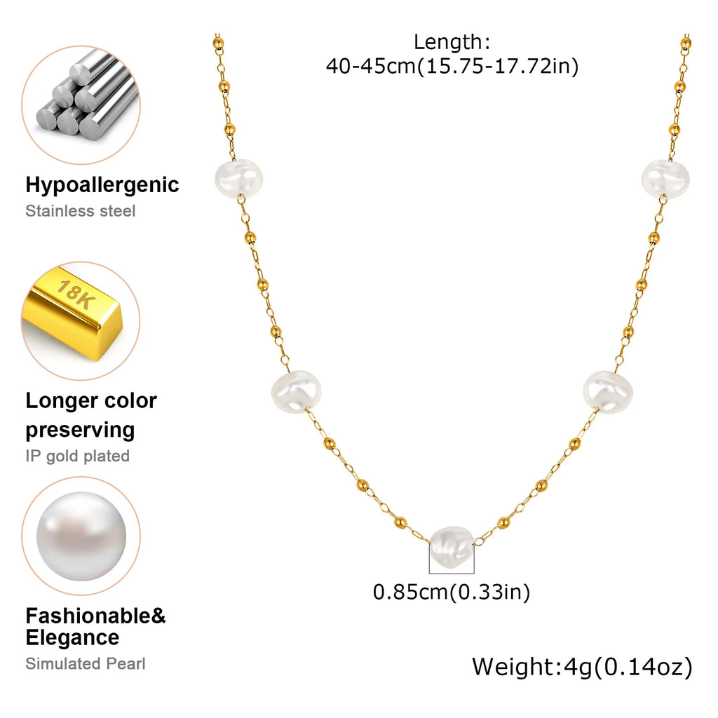Pearl Beaded Gold Choker Necklace – Dainty Layering Jewelry Pearl Choker Necklace SPOT