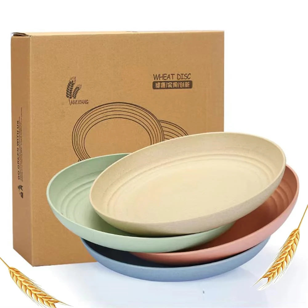 4-Pack Wheat Straw Dinner Plates – Unbreakable & Reusable Dinner Plate Set SPOT