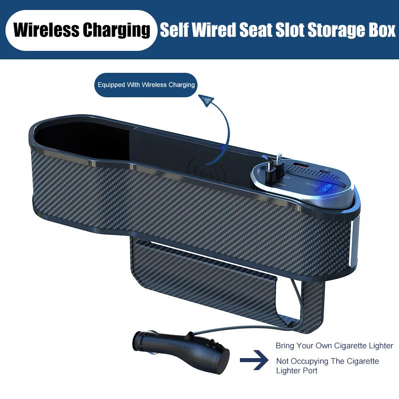 Wireless Charging Car Seat Gap Organizer | 40W Fast Charge Car Seat Organizer SPOT Wireless Charging