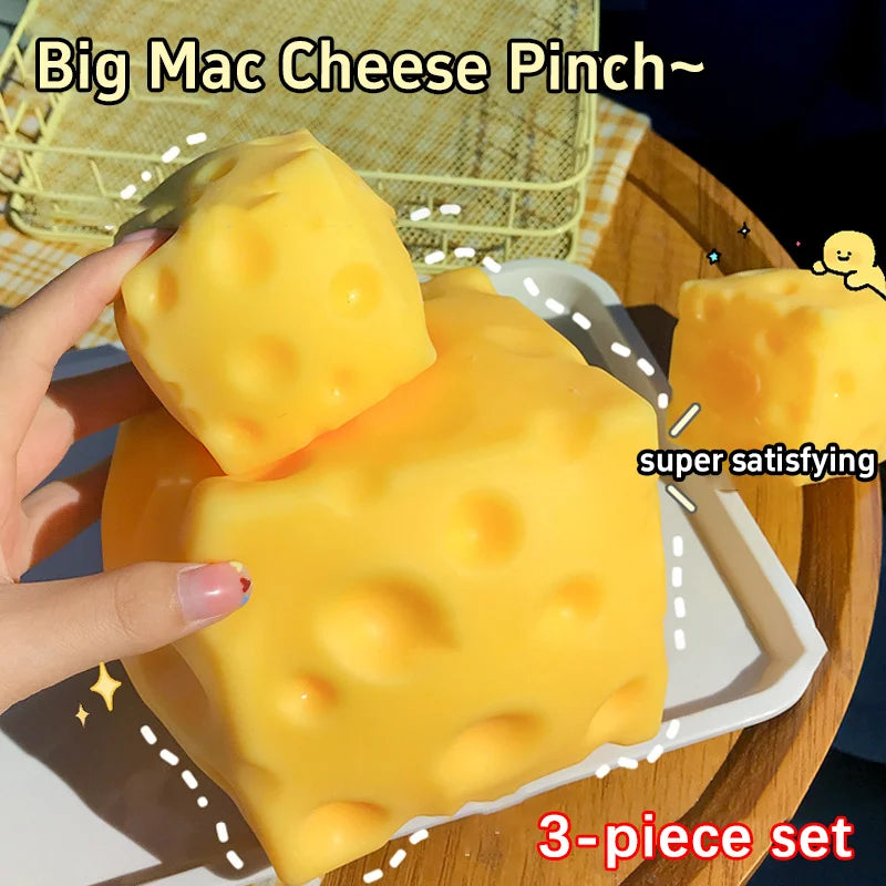 Giant Cheese Squishy Fidget Toy – Extra Large Squeeze Ball Fidget Squeeze Toy SPOT 3Pcs All-Size