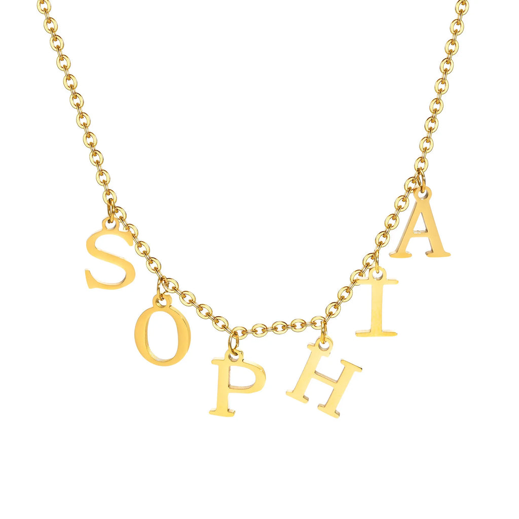 Personalized Initial Letter Necklace – Custom Name Pendant Custom Name Necklace SPOT Gold Color 4 Letters 40cm-45cm