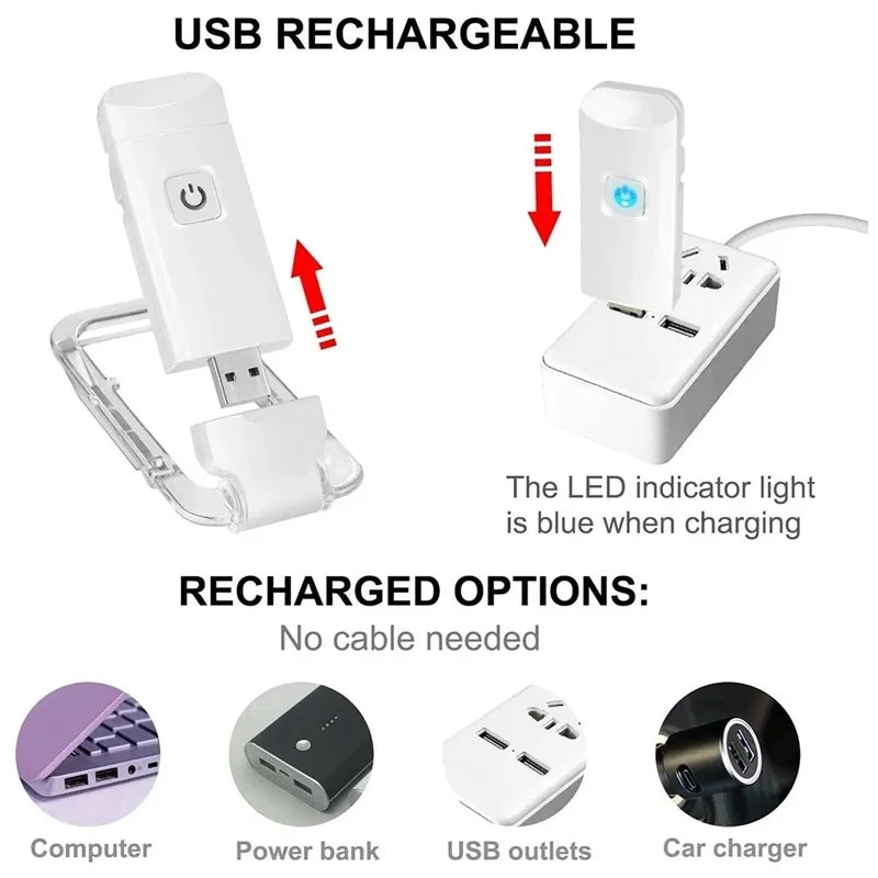 Rechargeable LED Clip Book Light – 9 Modes USB Reading Lamp Clip-On Book Light SPOT