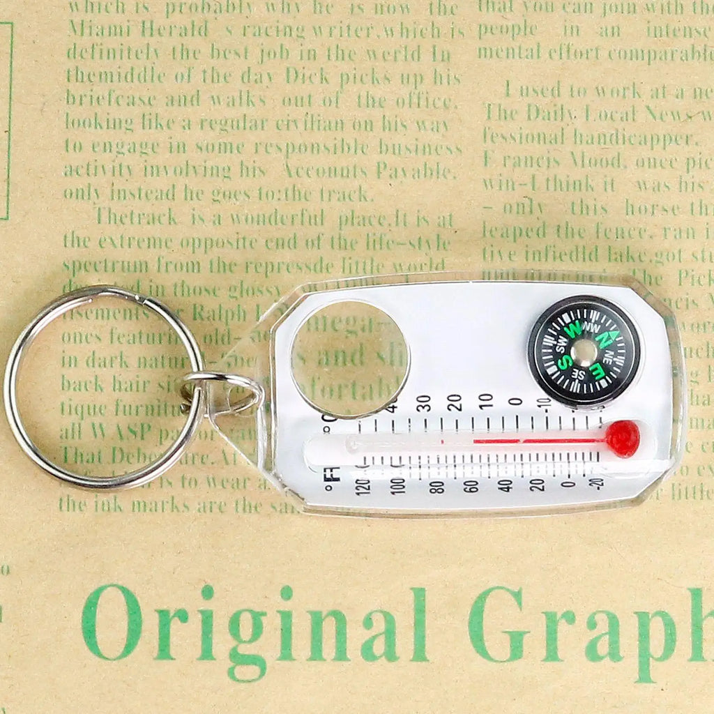 Mini Keychain Compass & Thermometer – Camping Outdoor Tool Keychain Compass SPOT