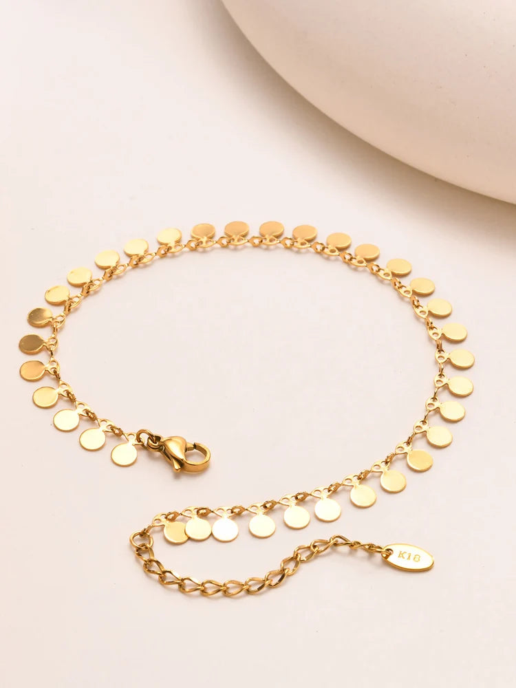 Women's Gold Coin Anklet – Waterproof Adjustable Stainless Steel Anklet Bracelet SPOT