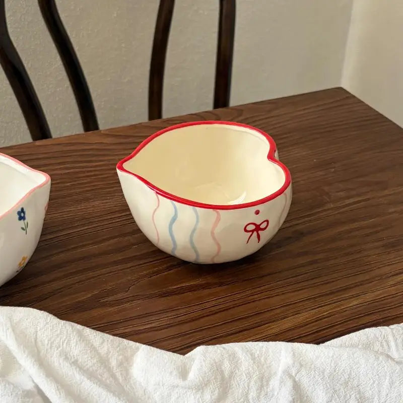 Heart Ceramic Matcha Bowl & Whisk Holder Set – Hand-Painted Ceramic Tea Set SPOT A15