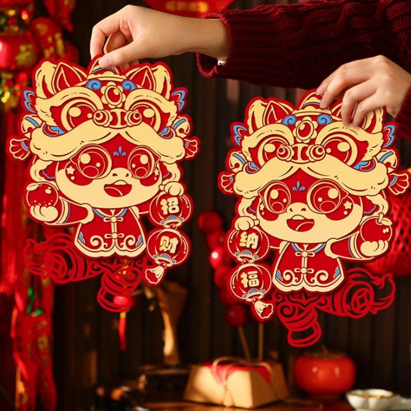2026 Chinese New Year Zodiac Horse Door Decals – 1 Pair Wall Decal Sticker SPOT