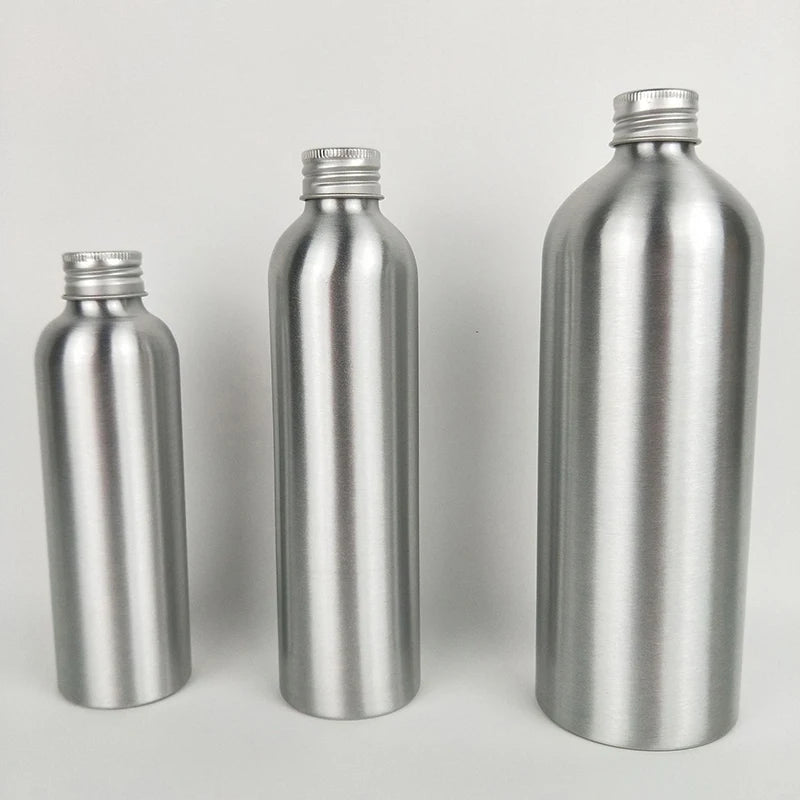 Silver Aluminum Refillable Bottle 30ml–250ml | Screw Cap Refillable Travel Bottle SPOT