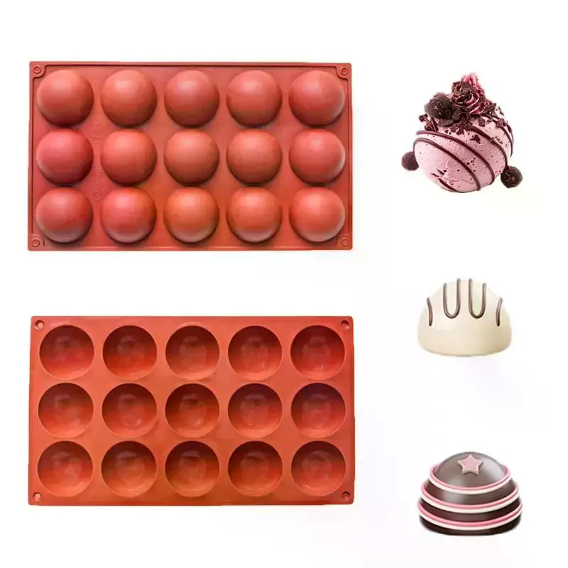15-Cavity Half Sphere Silicone Mold – Chocolate & Mousse Baking Silicone Baking Mold SPOT