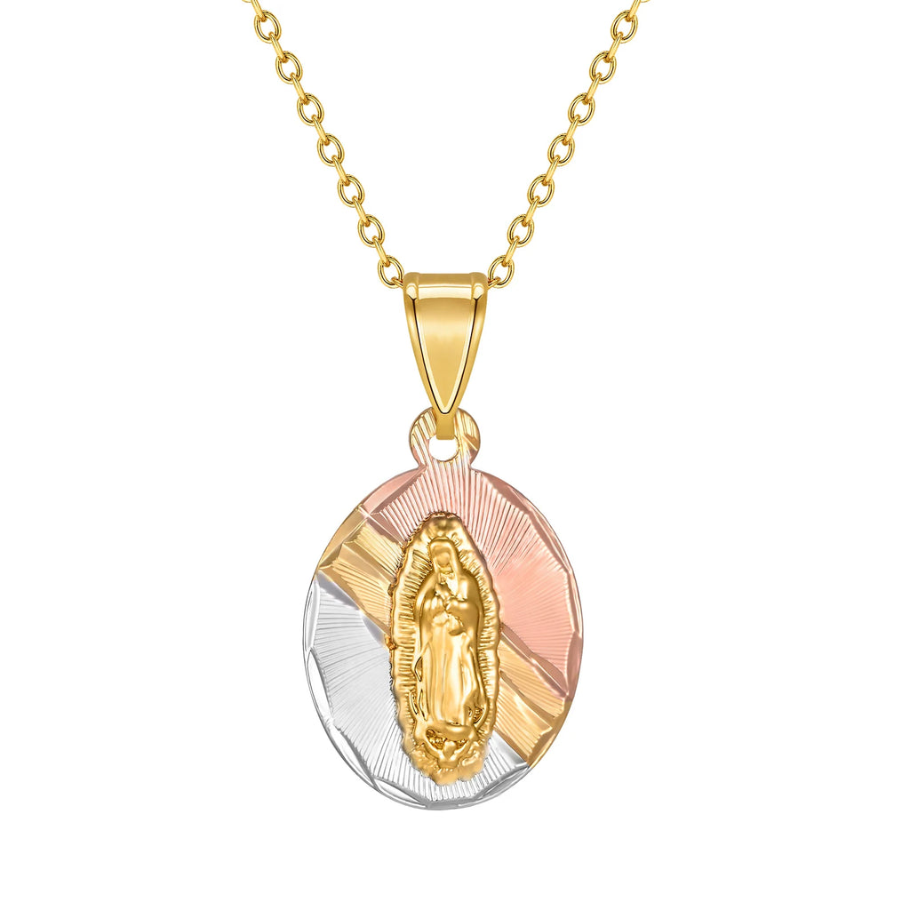 Tri-Color Gold Virgin Mary Guadalupe Pendant Necklace Gift Pendant Necklace SPOT Default Title