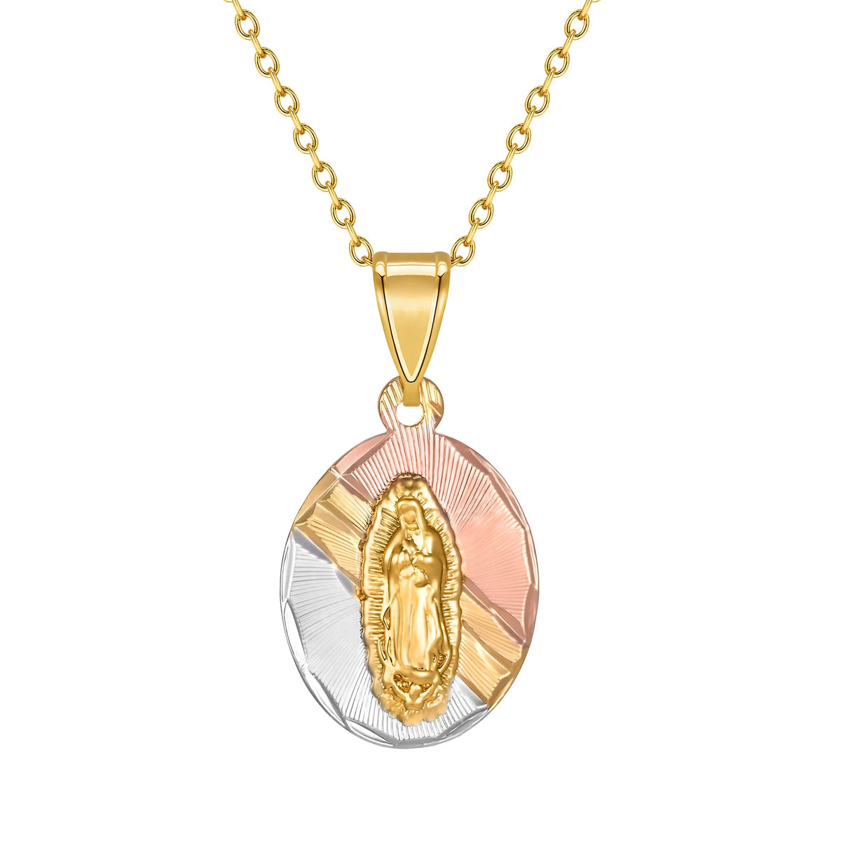 Tri-Color Gold Virgin Mary Guadalupe Pendant Necklace Gift Pendant Necklace SPOT Default Title
