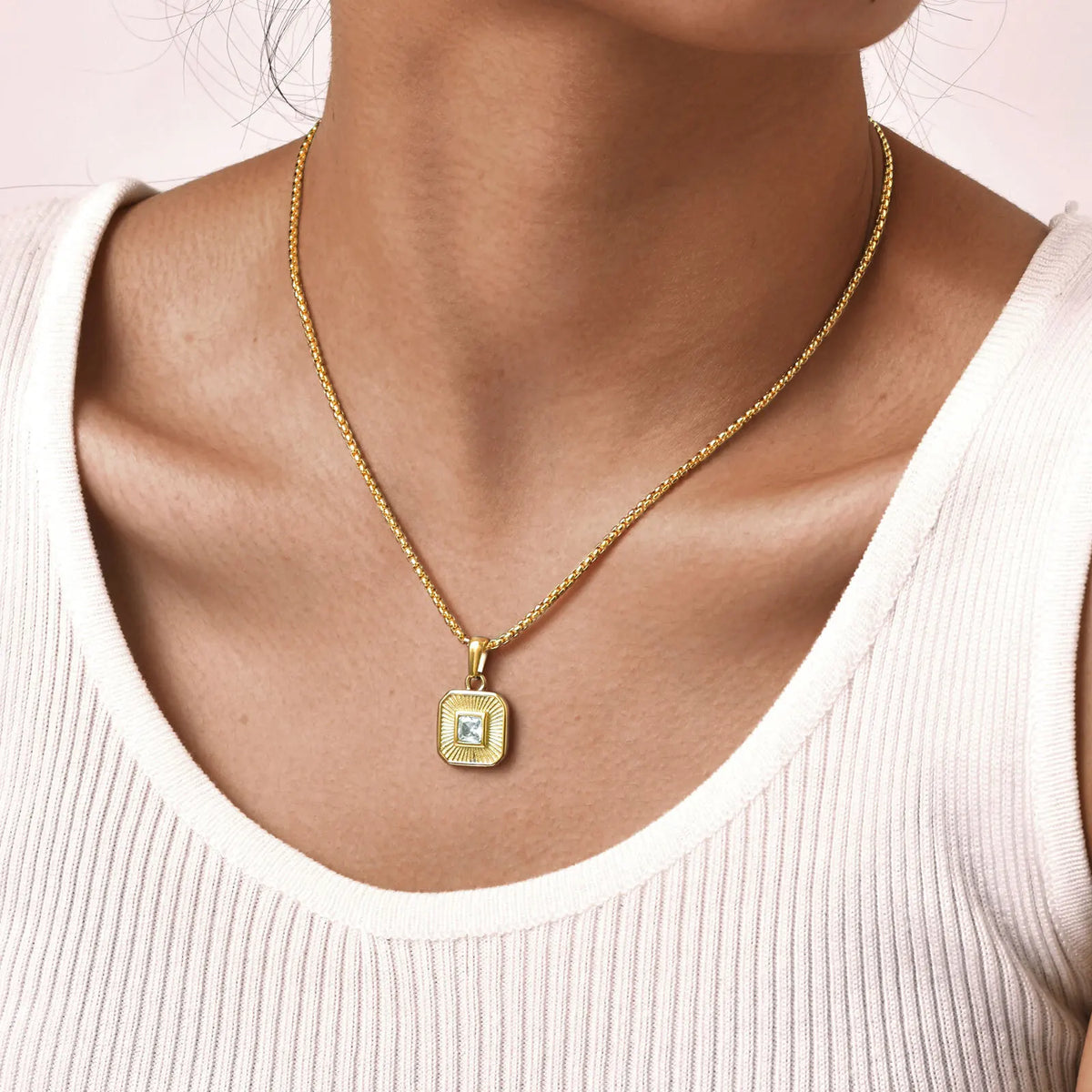 Cubic Zirconia Heart Pendant Necklace – Boho Gold CZ Pendant Necklace SPOT