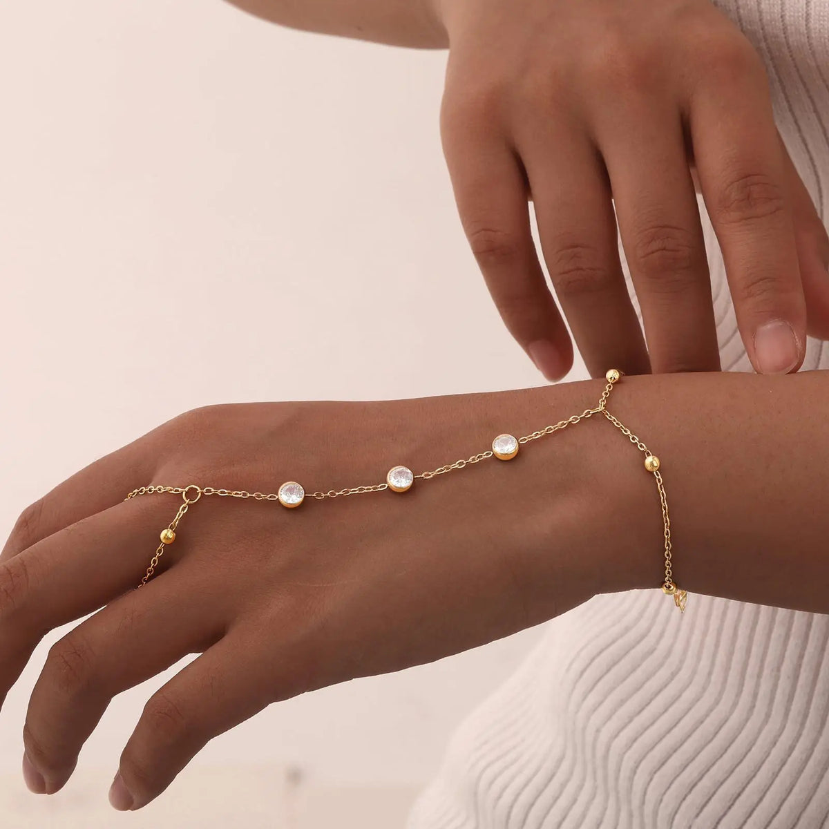 18K Gold Plated Heart Link Bracelet Set – Waterproof Women Link Chain Bracelet SPOT