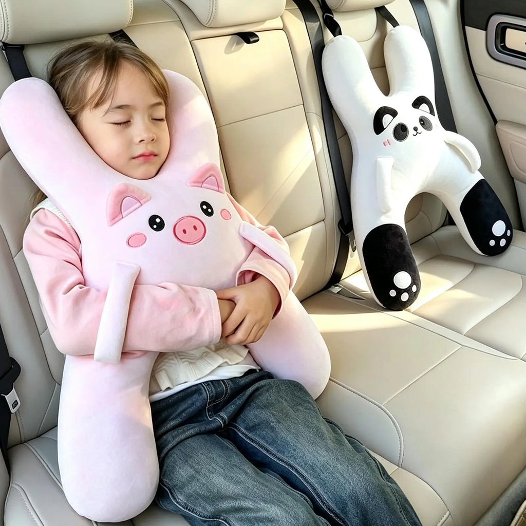 Kids Animal Car Headrest Pillow – H-Shape Adjustable Plush Nap Kids Car Headrest Pillow SPOT