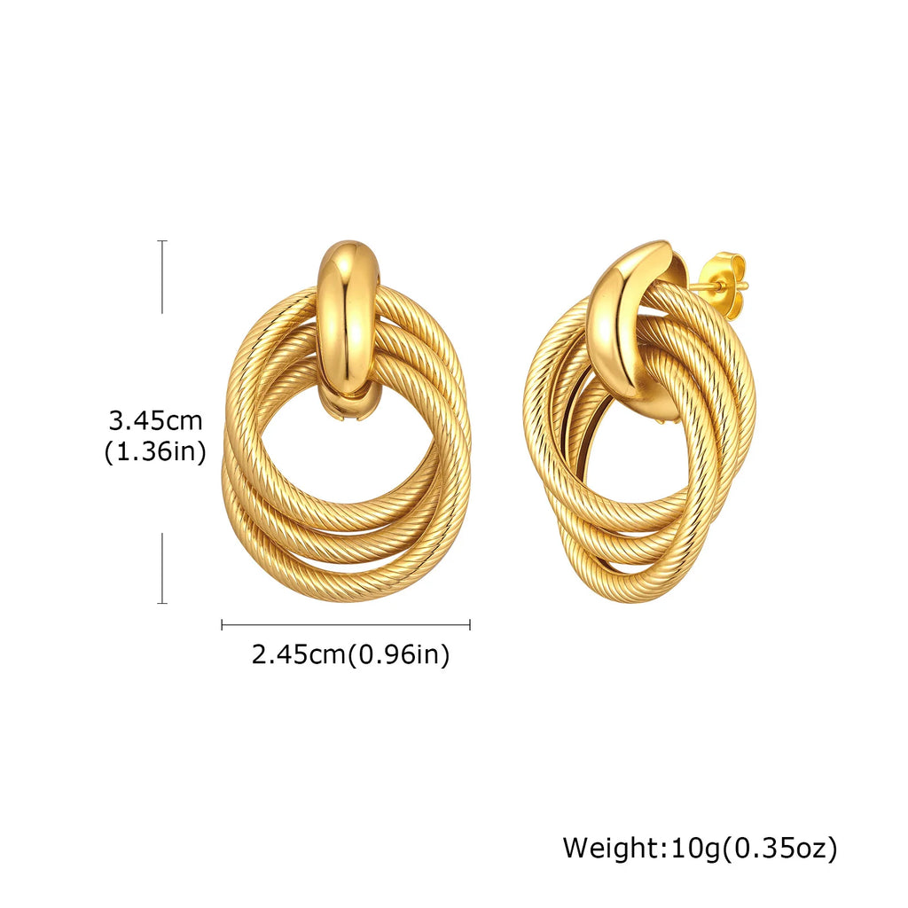 Geometric Circle Twist Gold Stud Earrings – Waterproof Stud Earrings SPOT ES-759G