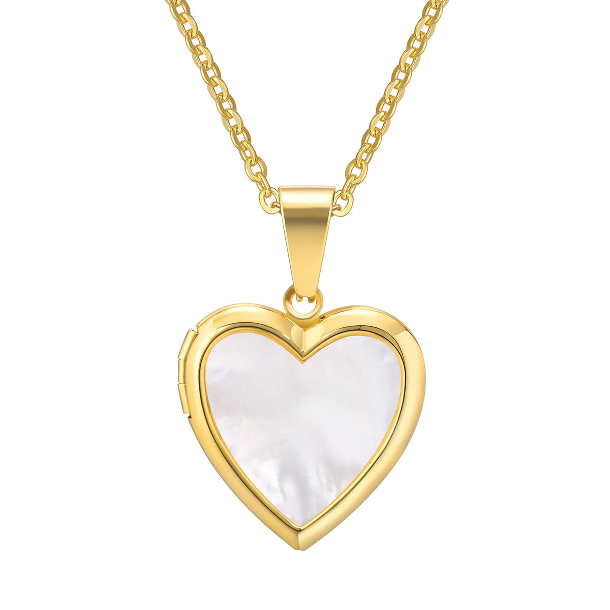 Women's Heart Locket Necklace – Gold Openable Shell Pendant Locket Pendant Necklace SPOT PN-1844G
