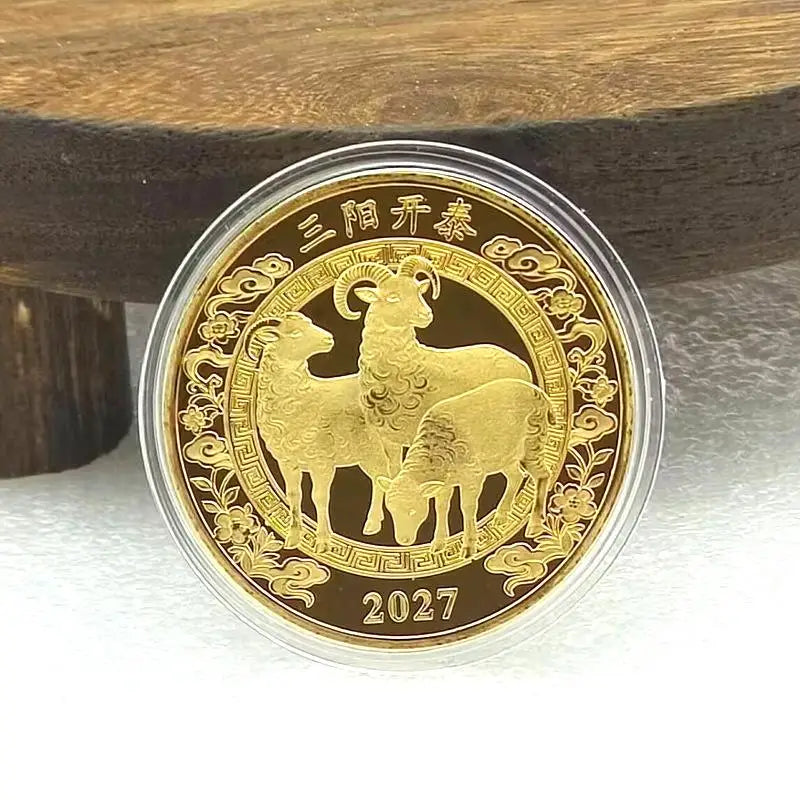 2027 Year of the Goat Gold-Plated Collectible Souvenir Coin Collectible Souvenir Coin SPOT A