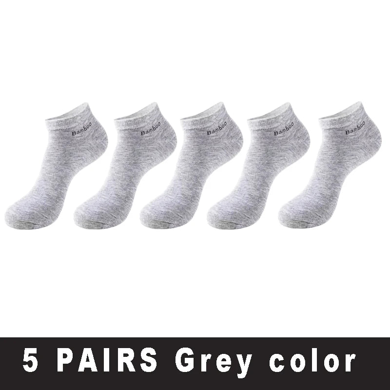 Men's Bamboo Ankle Socks 5/10/15 Pairs – Breathable, Sizes 38–45 Bamboo Ankle Socks SPOT One Size 5 Pairs grey color