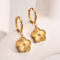 18K Gold Plated Flower Drop Earrings – Stainless Steel Drop Earrings SPOT Default Title