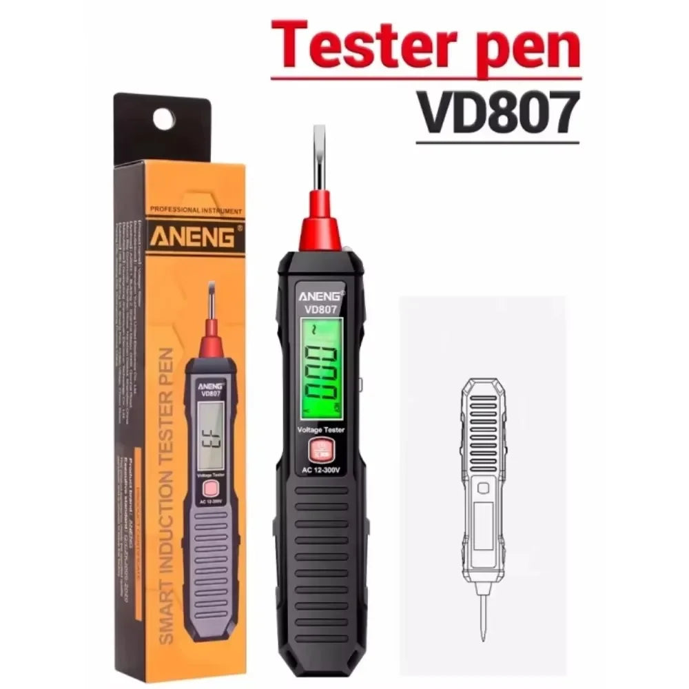 ANENG VD807 Non-Contact Voltage Tester Pen – NCV Wire Detector Voltage Tester Pen SPOT black