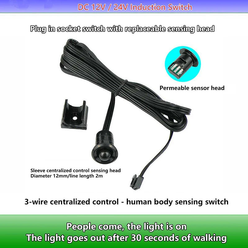 Mini LED Cabinet Sensor – PIR, Touch & Hand Sweep 12V–24V Cabinet Light Sensor SPOT PIR