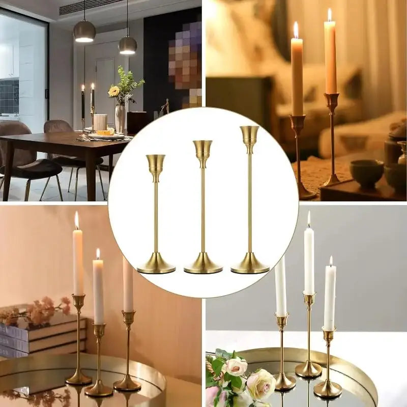3-Piece Gold Candlestick Set – Elegant Table Décor Candlestick Set SPOT