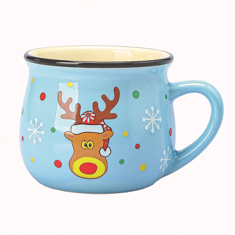 Santa Claus Ceramic Mousse Cup 5oz – 8 Colors | Kids Xmas Mug Ceramic Holiday Mug SPOT 150ml SkyBlue
