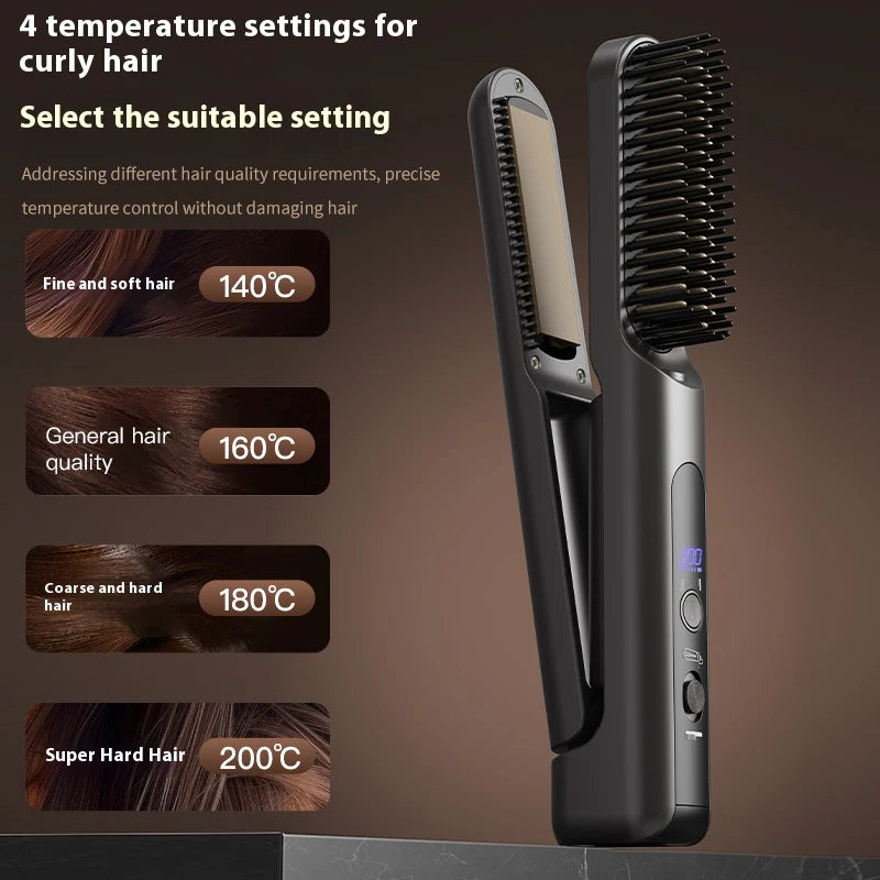 Wireless Hair Straightening Brush – Cordless, 5000mAh, 4 Heat Settings Hair Straightening Brush SPOT
