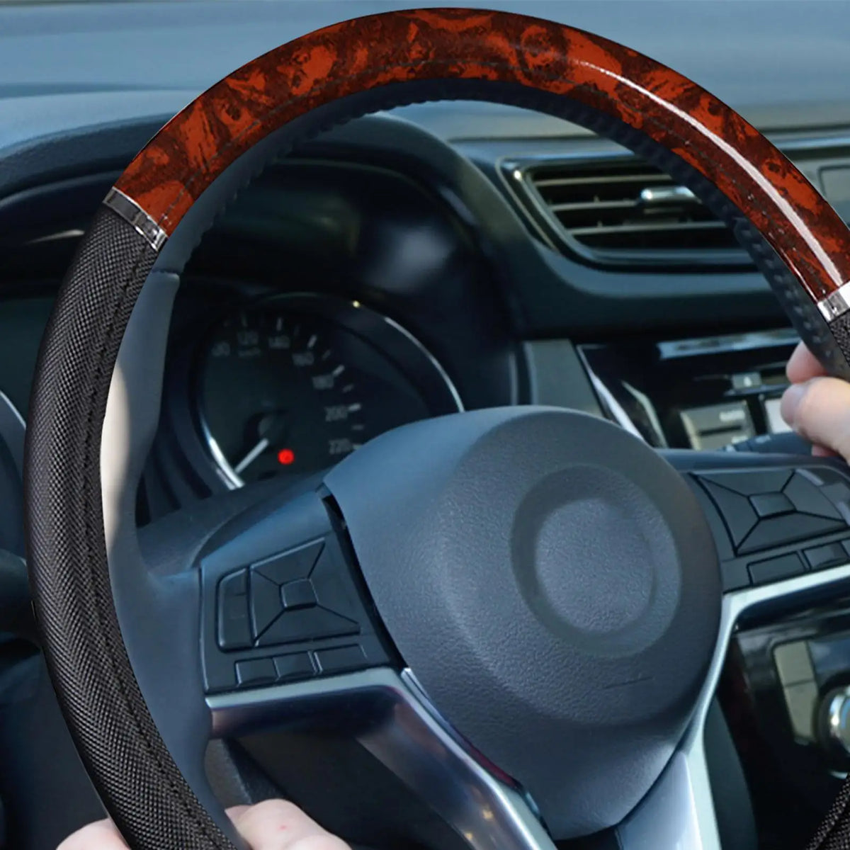 Universal 38cm Wood Grain Steering Wheel Cover – Anti-Slip Steering Wheel Cover SPOT