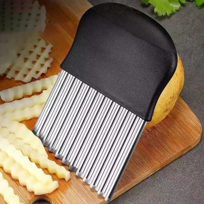Stainless Steel Crinkle Wave Cutter – Wavy Potato & Veggie Slicer Vegetable Wave Slicer SPOT Default Title