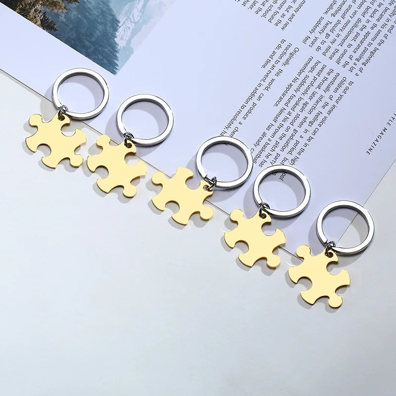 Custom Engraved Puzzle Piece Keychain Set – BFF & Family Personalized Keychain Set SPOT