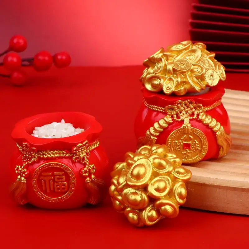 Resin Chinese Lucky Money Bag Figurine – Fortune Decor Resin Figurine SPOT