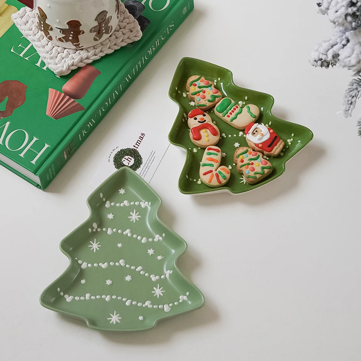 Ceramic Christmas Tree Dessert Tray – Festive Holiday Plate Ceramic Serving Tray SPOT