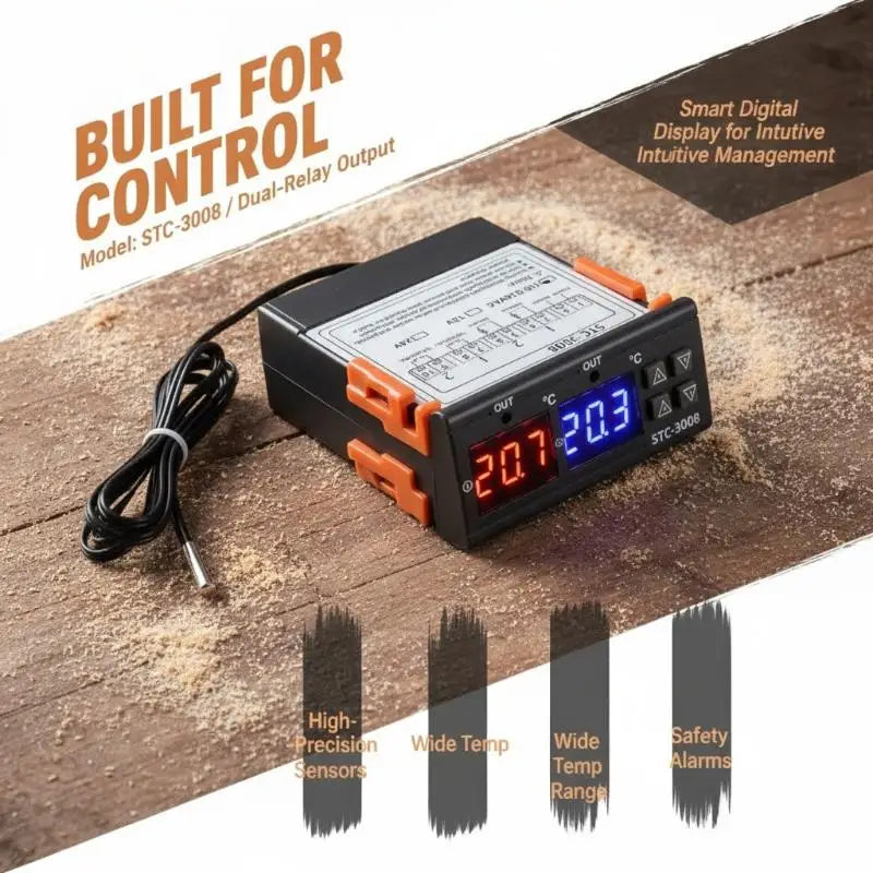 STC-3008 Dual Display Digital Temperature Controller & NTC Sensors Temperature Controller SPOT