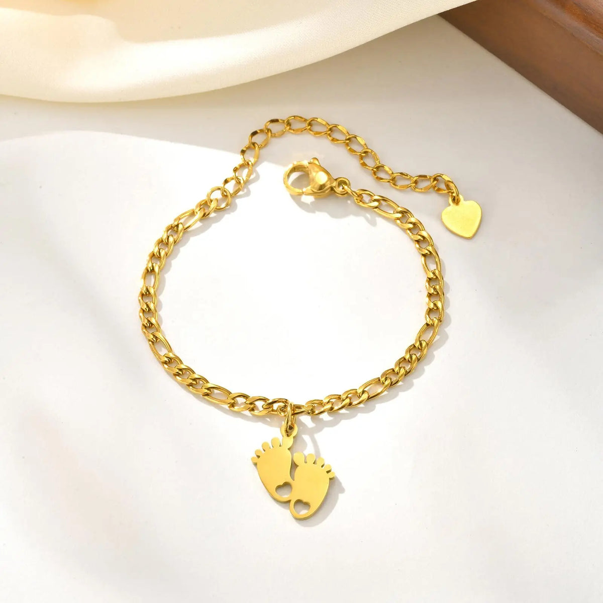 Stainless Steel Figaro Anklet for Baby & Kids – Gold Footprint Kids Anklet SPOT
