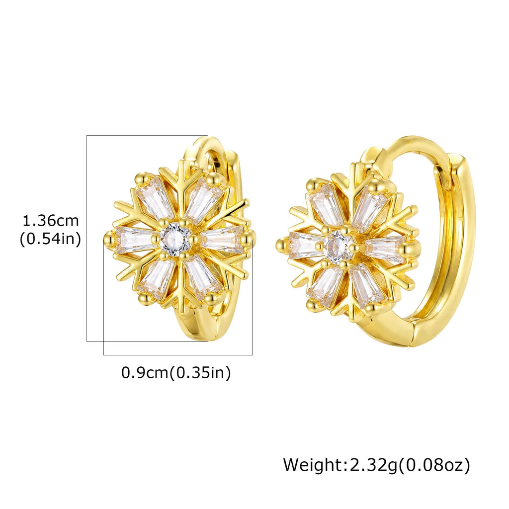 Snowflake Huggie Hoop Earrings – 18K Gold-Plated CZ Jewelry Huggie Hoop Earrings SPOT
