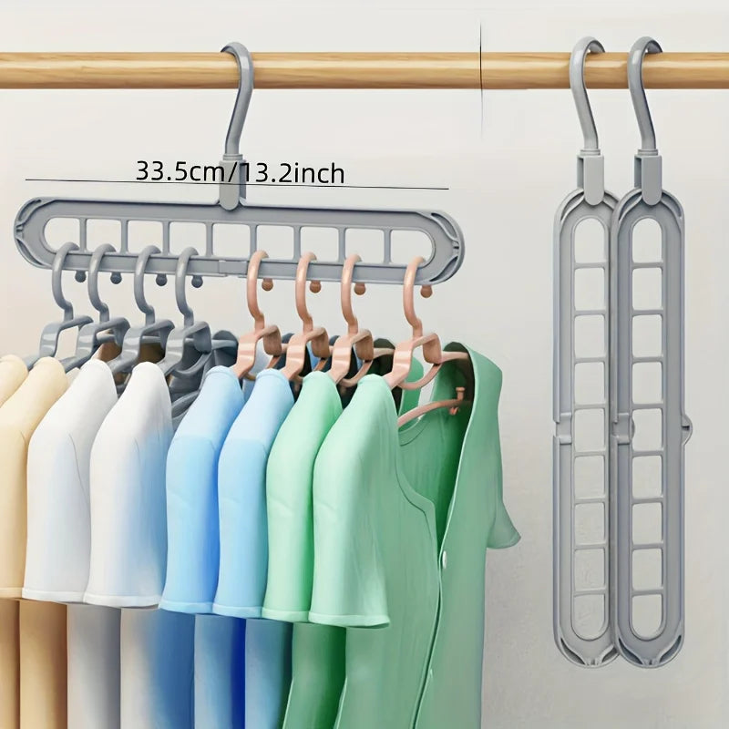 3-Pack Foldable 9-Hole Clothes Hangers – Space-Saving Closet Foldable Clothes Hanger SPOT