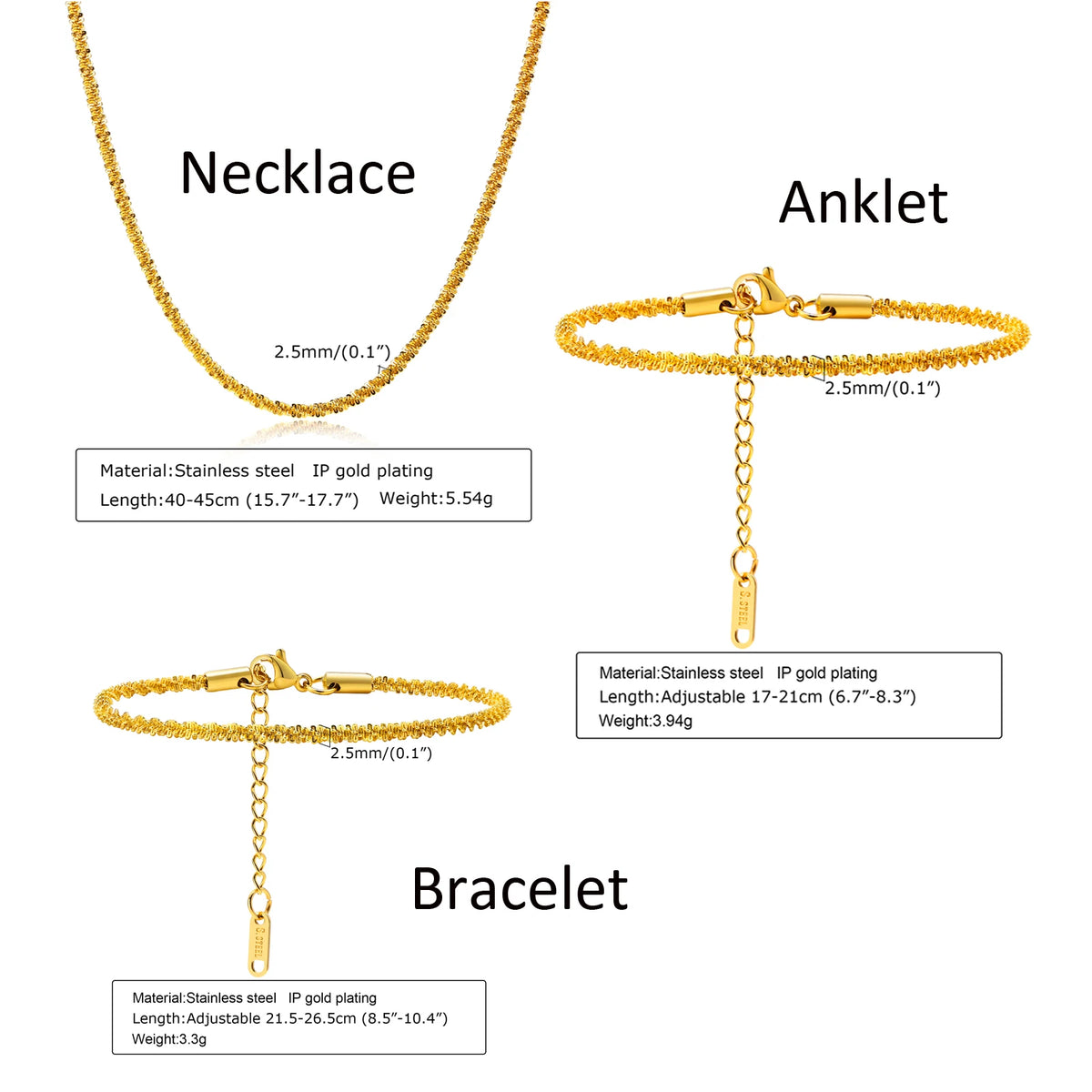 Meaeguet Gold Stainless Steel Anklet – Adjustable Chain Bracelet Chain Anklet SPOT