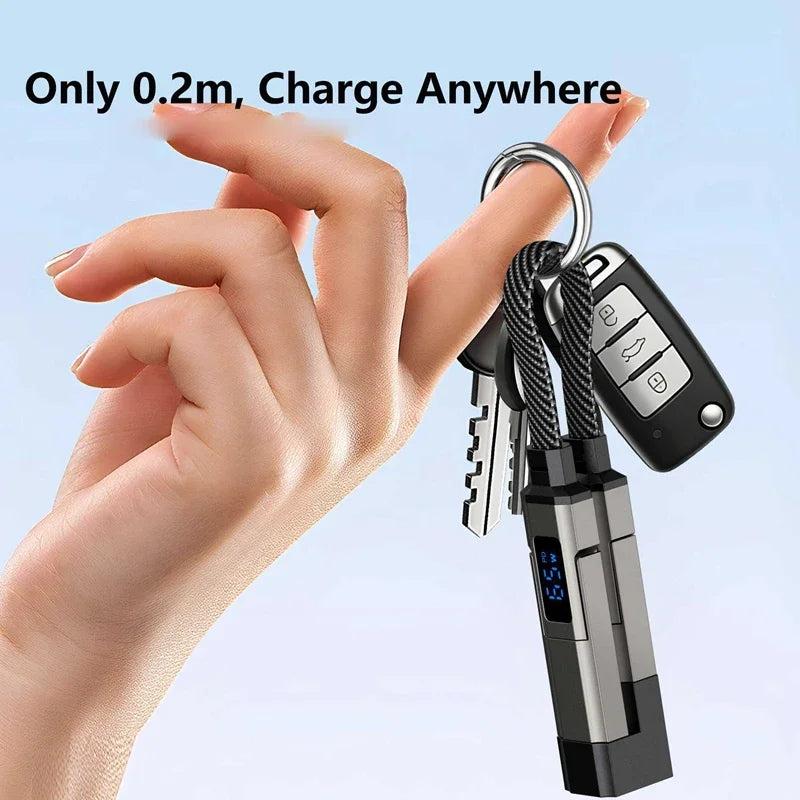 4-in-1 65W USB-C Keychain Fast Charging Cable | LED Display USB-C Charging Cable SPOT