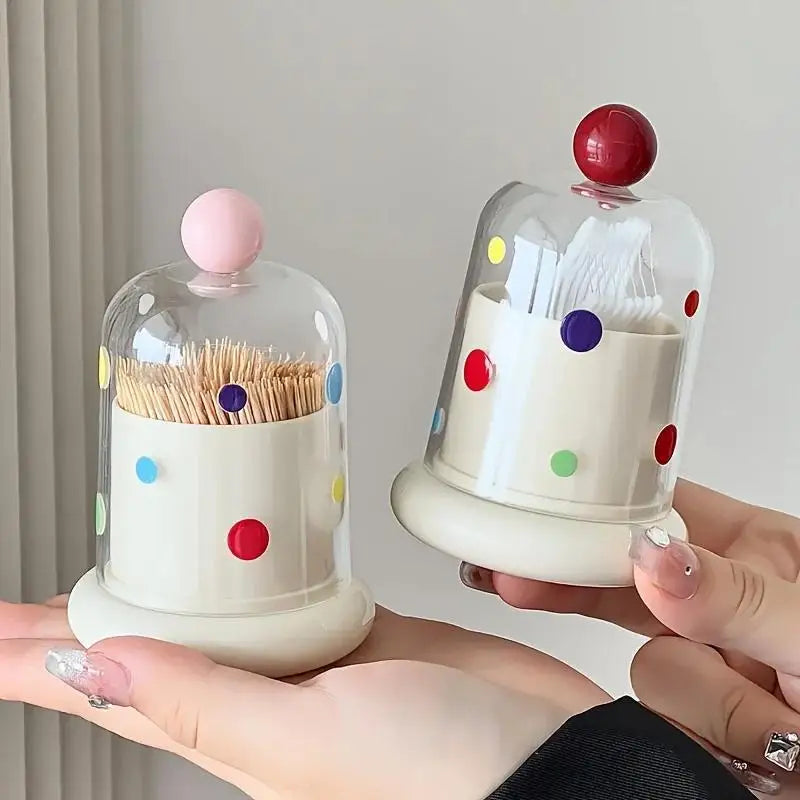 Dustproof Toothpick & Cotton Swab Storage Box | Clear Lid Desktop Storage Box SPOT