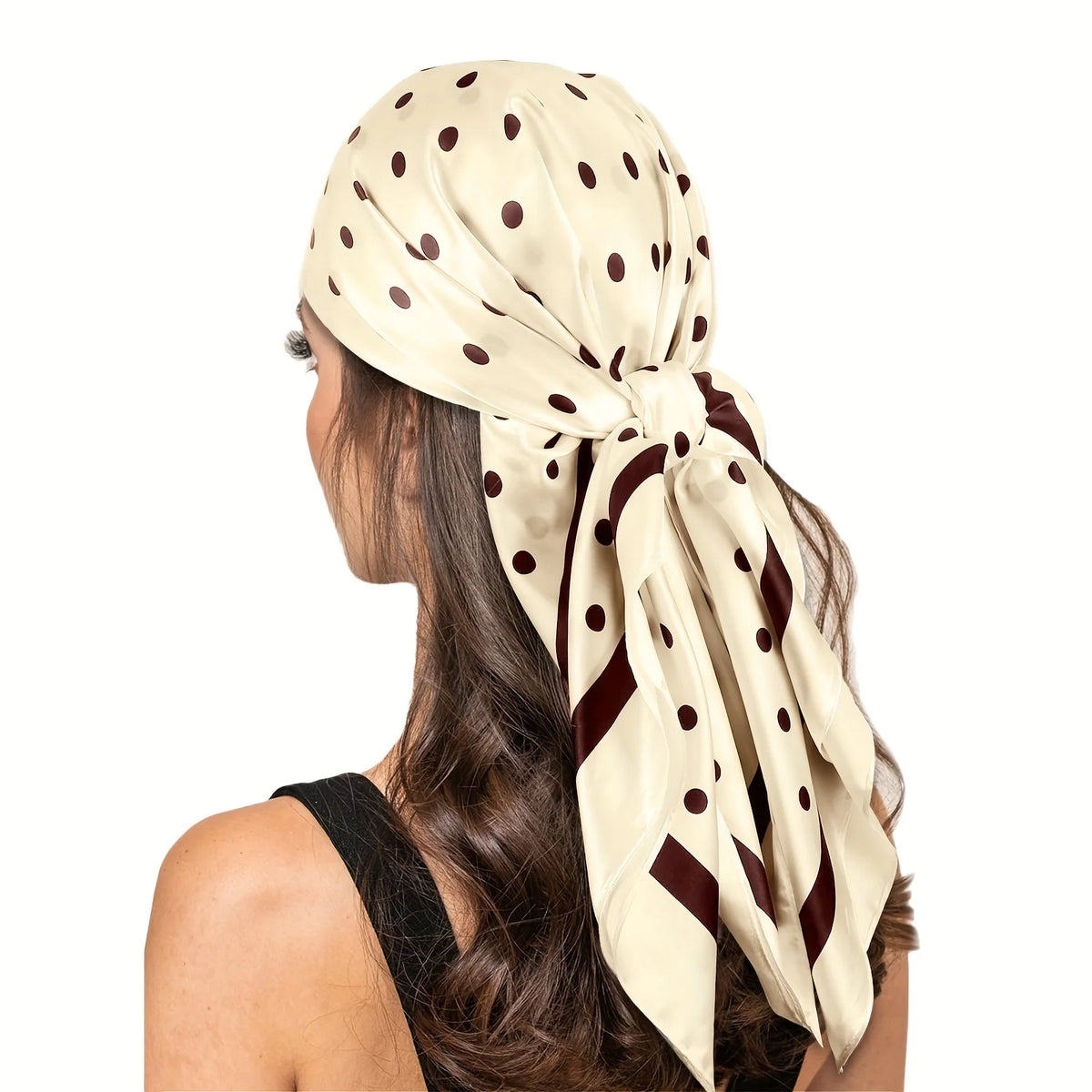 Women's Satin Square Scarf – Paisley Bandana, Hijab & Head Wrap Square Satin Scarf SPOT beige 90x90cm