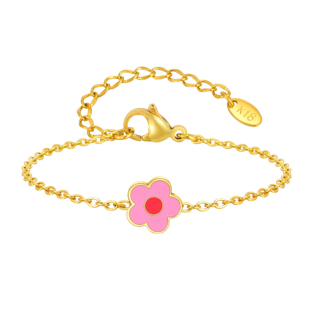 Kids Charm Anklet – Heart Flower Butterfly | Stainless Steel Kids Charm Anklet SPOT JC-230G02
