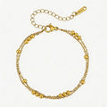 Dainty Double Layer Ball Bracelet – 18k Gold Plated Waterproof Chain Link Bracelet SPOT BR-2904G